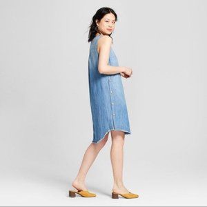Chambray Denim Side Button Dress Size M